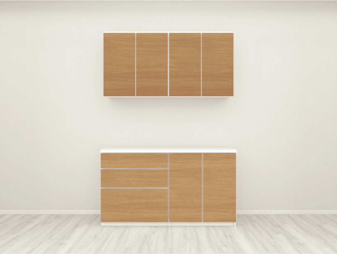 4ドアタイプの食器棚の画像